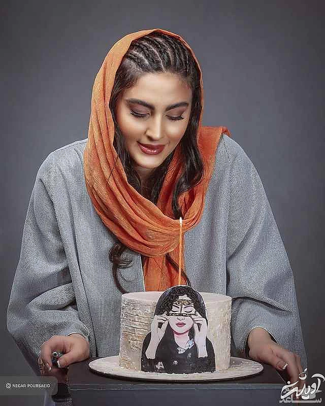 کیک تولد جالب مریم مومن با تصویر چهره خودش